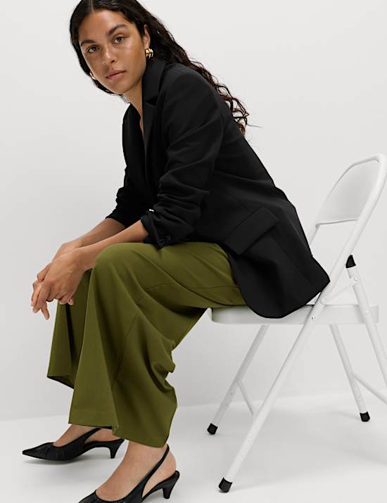 Triple Pleat Wide Leg Trousers