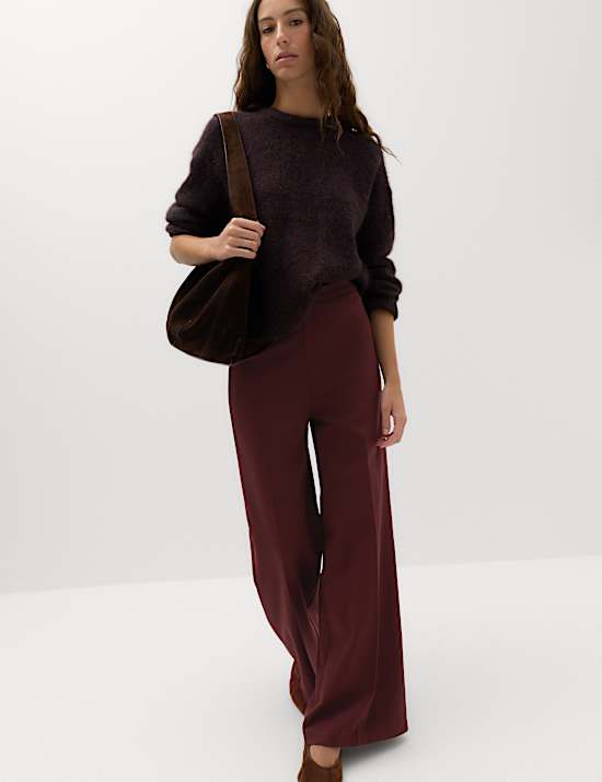 Jersey Wide Leg Trousers with Stretch