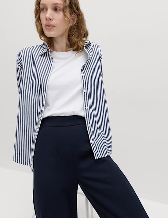 Pantal&oacute;n de pata ancha de punto el&aacute;stico