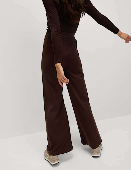 Žerzejové kalhoty s širokými nohavicemi, se strečem