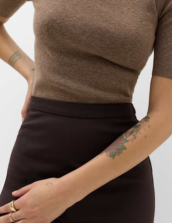 Jersey Wide Leg Trousers with Stretch