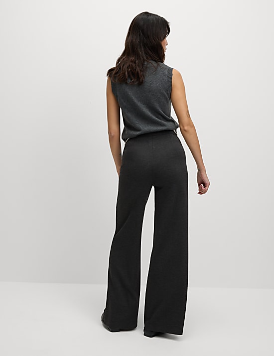 Jersey Wide Leg Trousers with Stretch