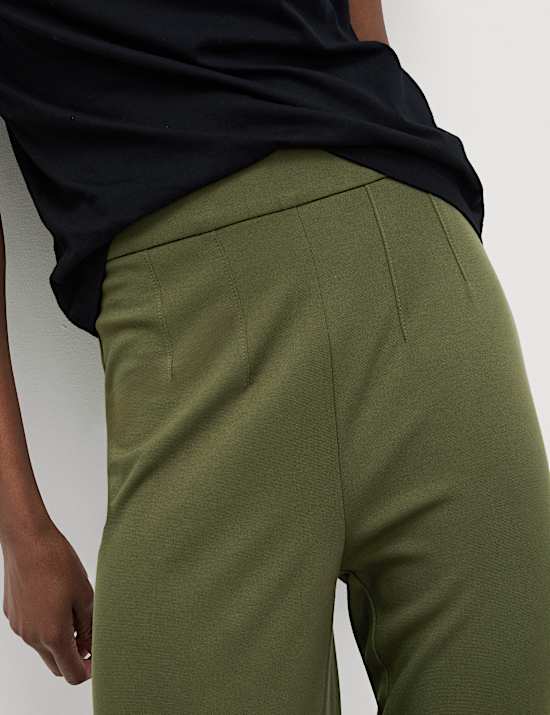 Jersey Wide Leg Trousers with Stretch