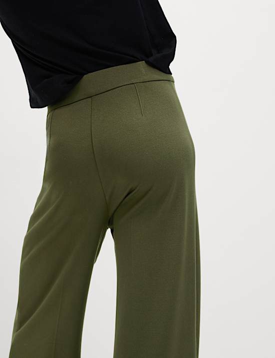Jersey Wide Leg Trousers with Stretch