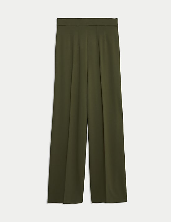 Jersey Wide Leg Trousers with Stretch