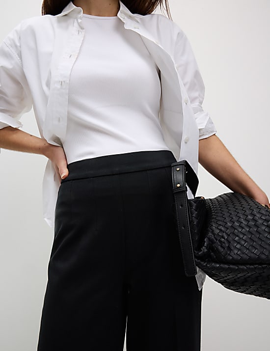 Jersey Wide Leg Trousers with Stretch