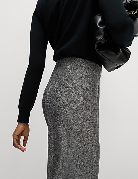 Pantalon large, effet brillant