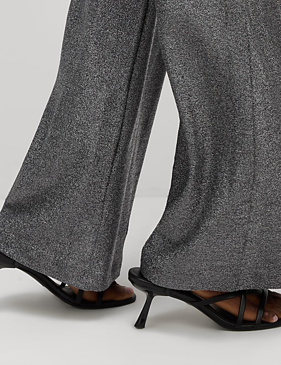 Pantalon large, effet brillant