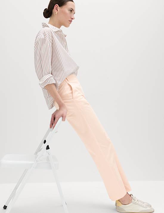 Cotton Rich Straight Leg Trousers