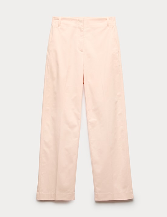 Cotton Rich Straight Leg Trousers