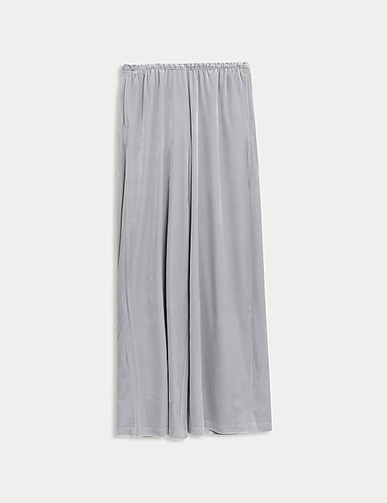Velvet Elasticated Waist Wide Leg Trousers