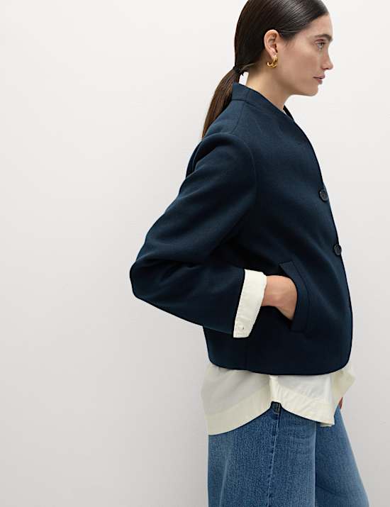 Collarless Short Jacket