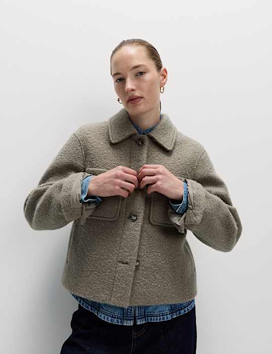 Textured Collared Bomber Jacket