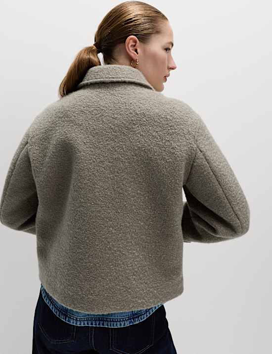 Textured Collared Bomber Jacket