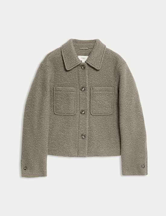 Textured Collared Bomber Jacket