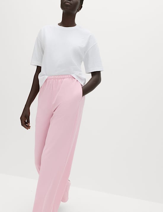 Crepe Elasticated Waist Wide Leg Trousers