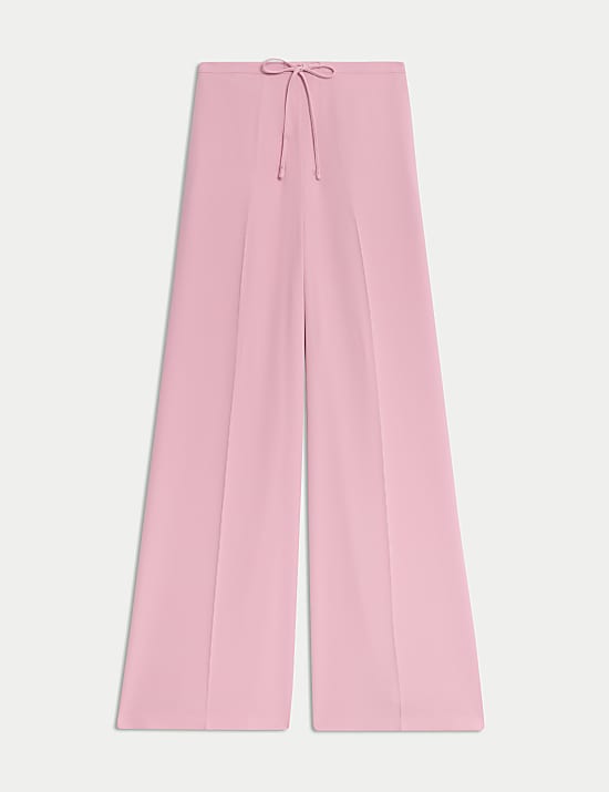 Crepe Elasticated Waist Wide Leg Trousers
