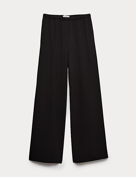 Crepe Elasticated Waist Wide Leg Trousers