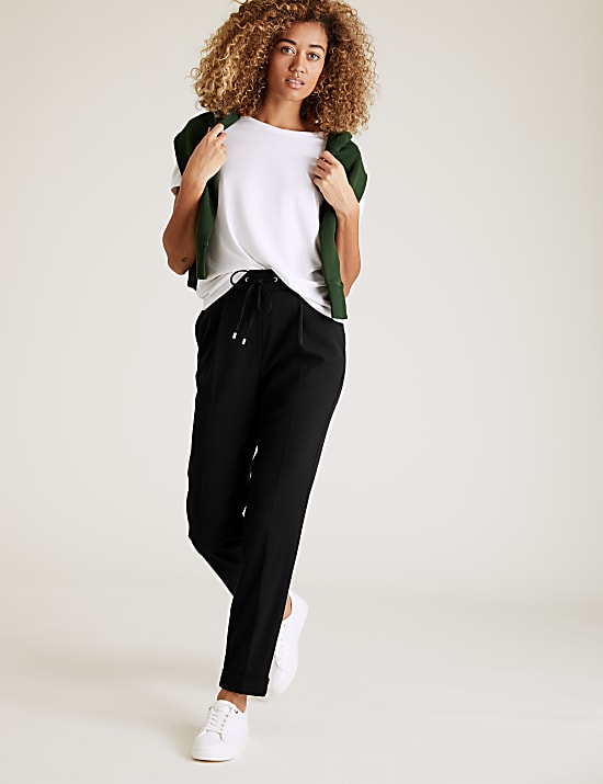 Drawstring Tapered Ankle Grazer Trousers