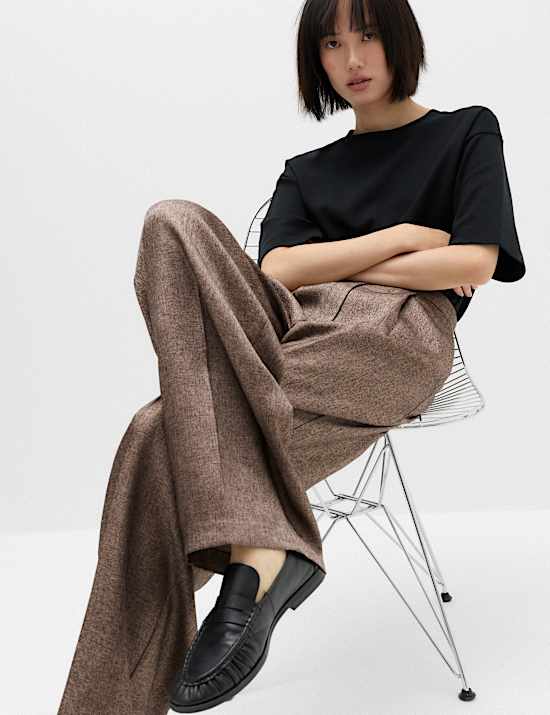 Straight Leg Textured Trousers