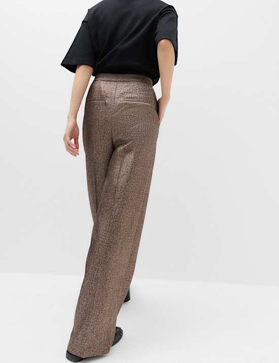 Straight Leg Textured Trousers