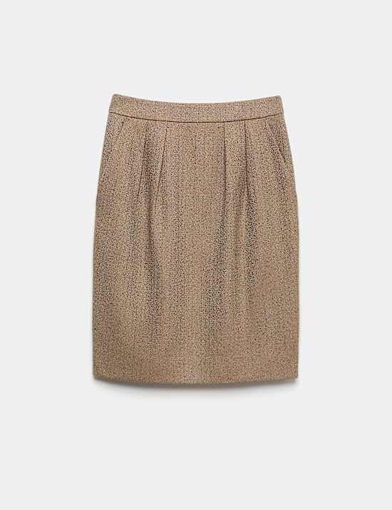 Tweed Herringbone Knee Length Tulip Skirt