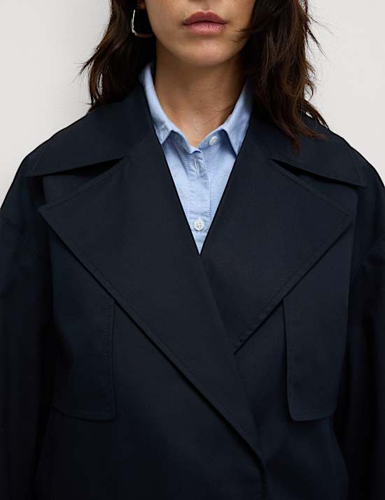 Gabardina corta de algodón