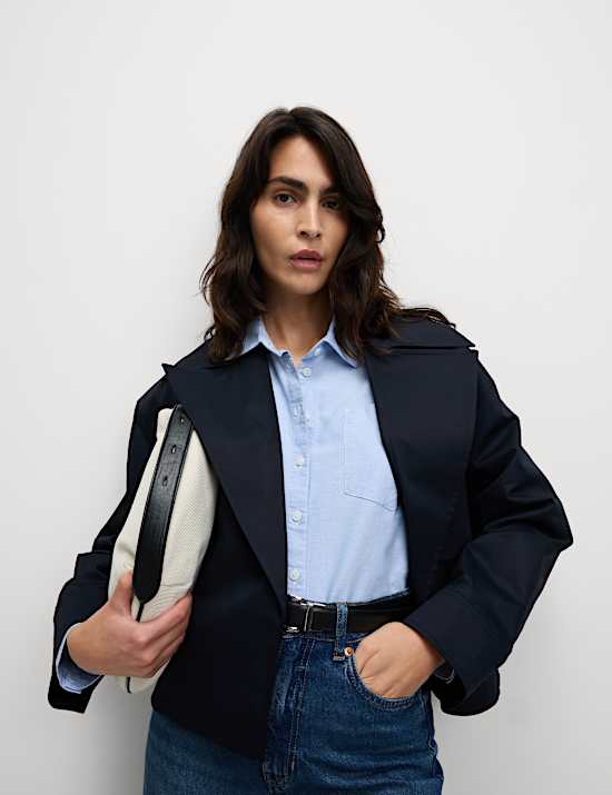 Gabardina corta de algodón