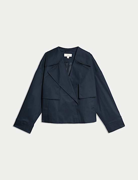 Gabardina corta de algodón