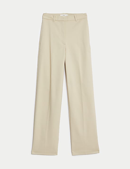 Cotton Blend Wide Leg Chinos
