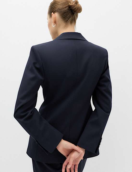 Straight Single Breasted Satin Trim Blazer