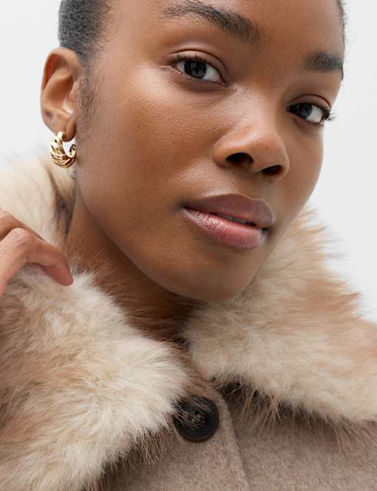 Faux Fur Trim Short Coat