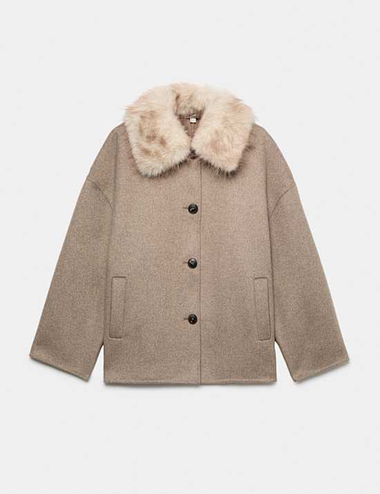 Faux Fur Trim Short Coat