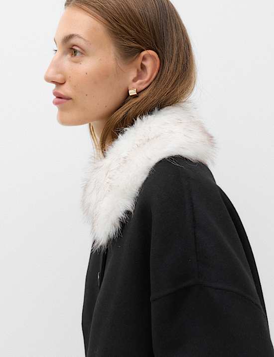 Faux Fur Trim Short Coat