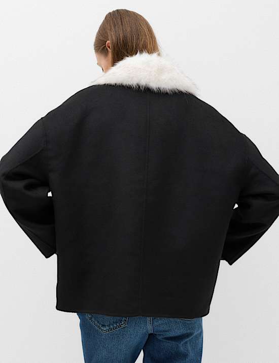 Faux Fur Trim Short Coat