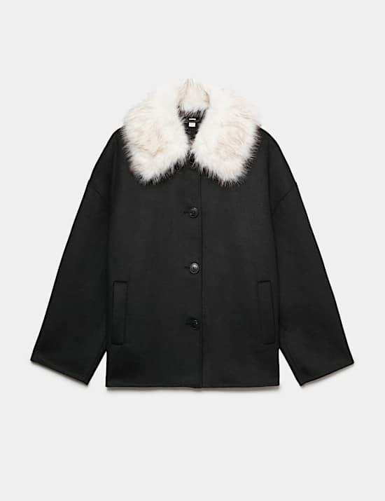 Faux Fur Trim Short Coat