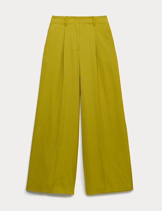 Pleat Front Wide Leg Trousers
