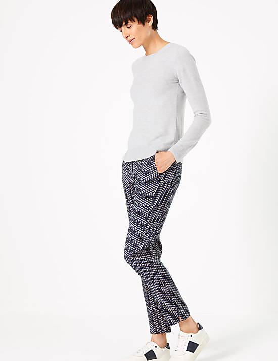Mia Jacquard Slim Ankle Grazer Trousers