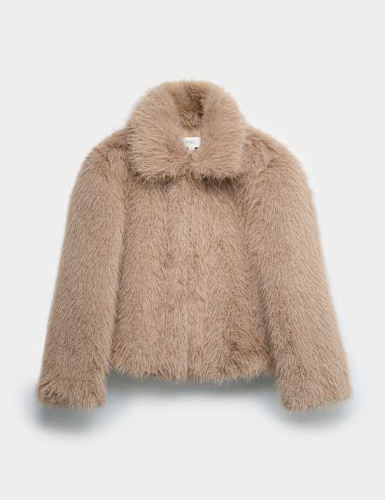 Faux Fur Collared Short Jacket