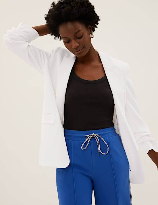 Ruched Sleeve Blazer