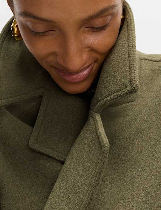 Wool Blend Double Breasted Coat