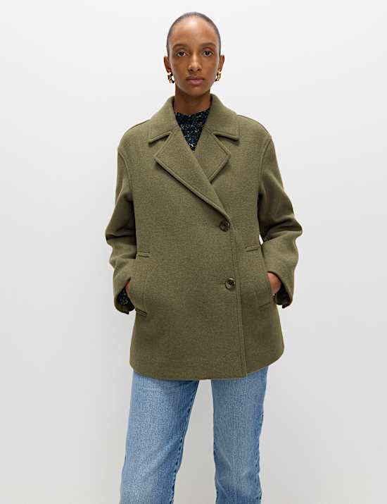 Wool Blend Single Breasted Coat