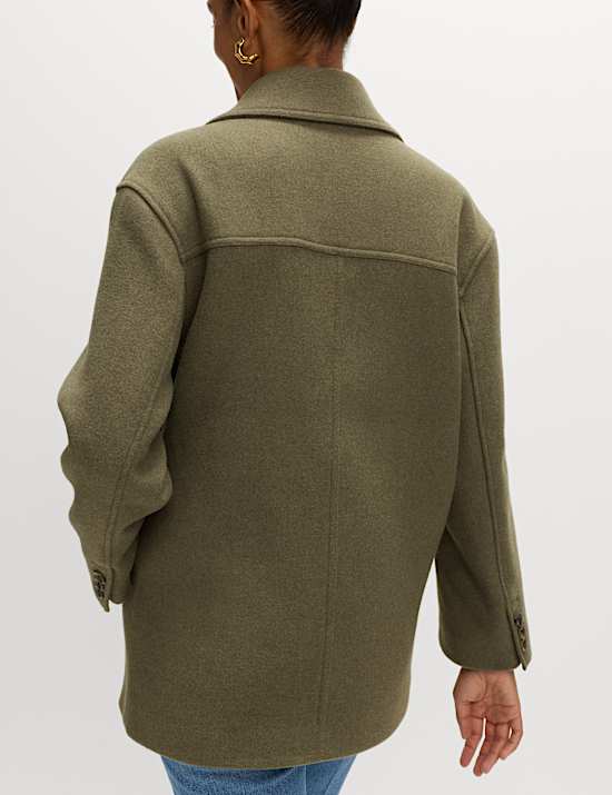 Wool Blend Single Breasted Coat