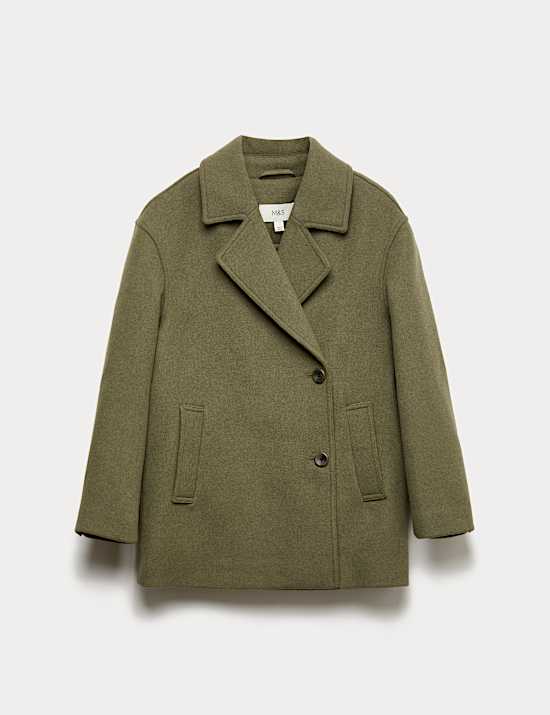 Wool Blend Single Breasted Coat