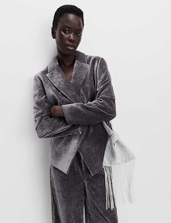 Velvet Mottled Single Breasted Blazer