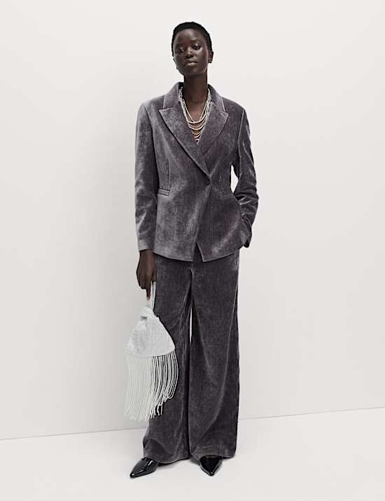 Velvet Mottled Single Breasted Blazer