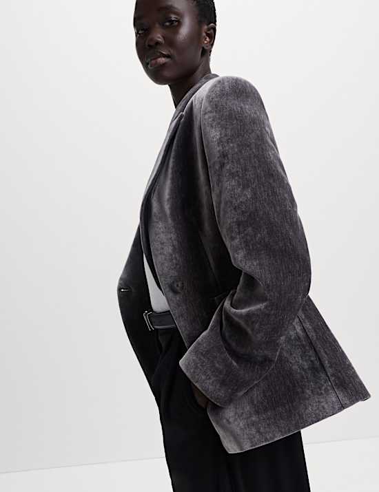 Velvet Mottled Single Breasted Blazer