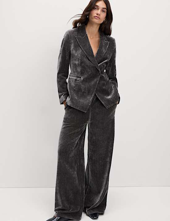 Mottled Velvet Straight Leg Trousers