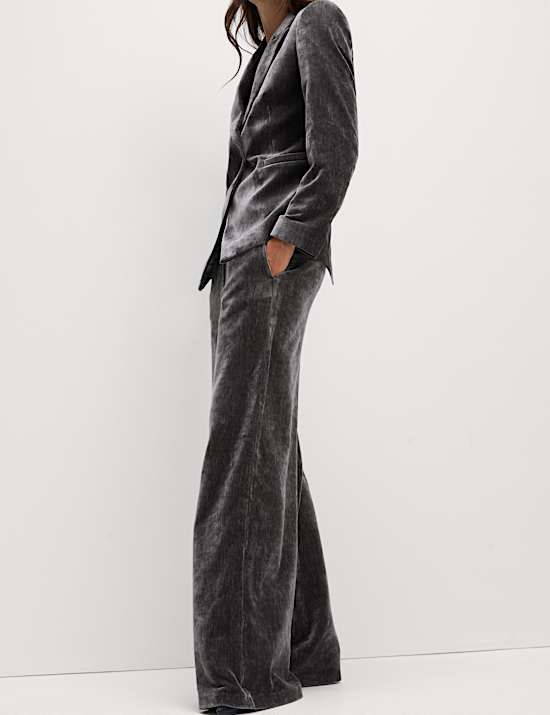 Mottled Velvet Straight Leg Trousers