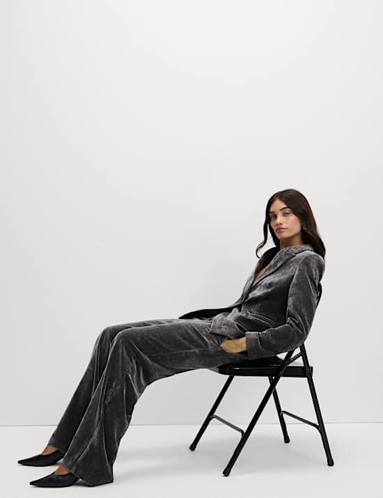 Mottled Velvet Straight Leg Trousers